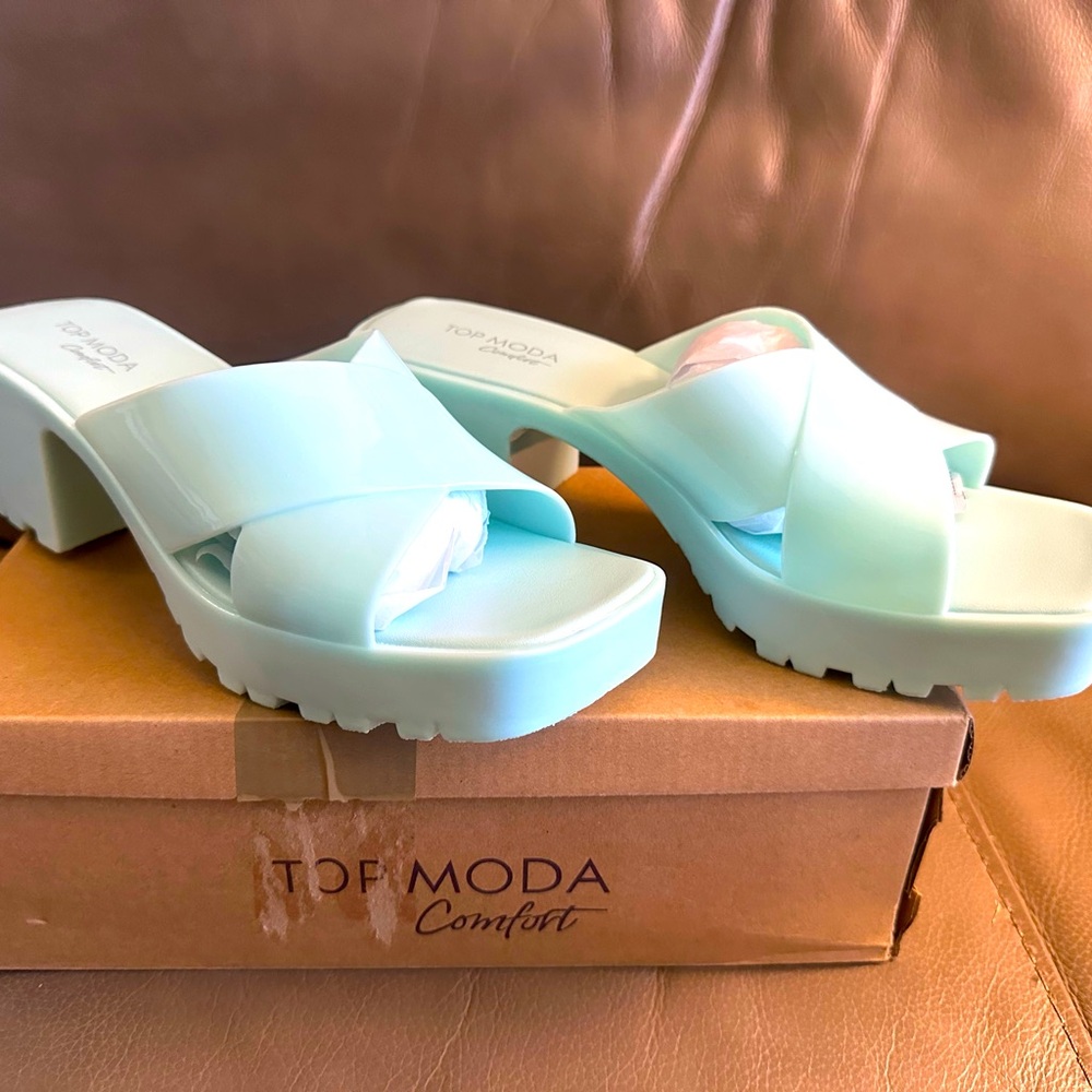 TOP Moda Women's Light Blue Mules